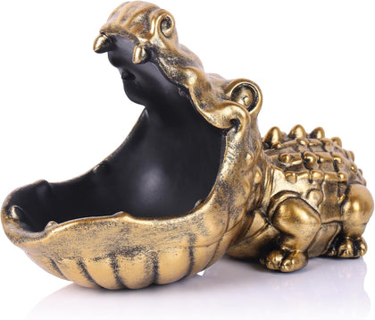 Gold Alligator Tray Sculpture | Key bowl as a gold decoration