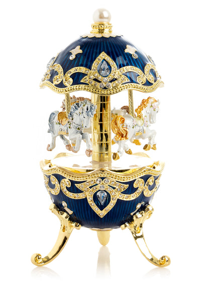 Blue Horse Carousel Collector Egg 6,4 cm | Geschenkidee