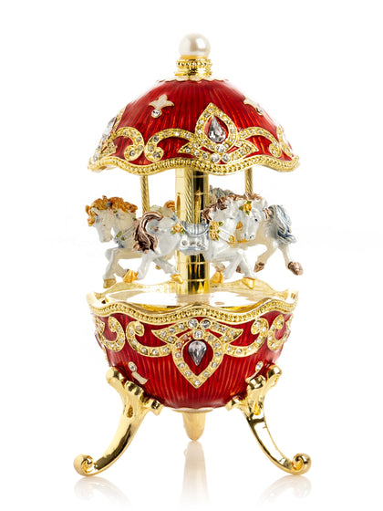 Red Horse Carousel Collector Egg 6,4 cm | Geschenkidee