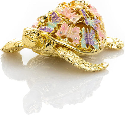 Golden Turtle Schmuckbox ca. 13 cm | Kristall-Look