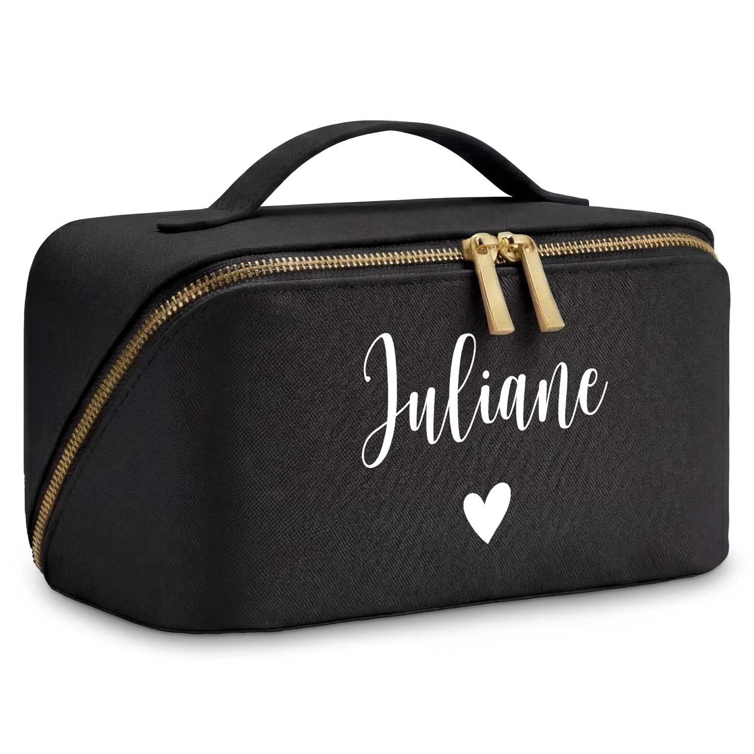 Personalisierte Kosmetiktasche mit Name ca. 24 x 12 x 12 cm | Geschenkidee in Gold
