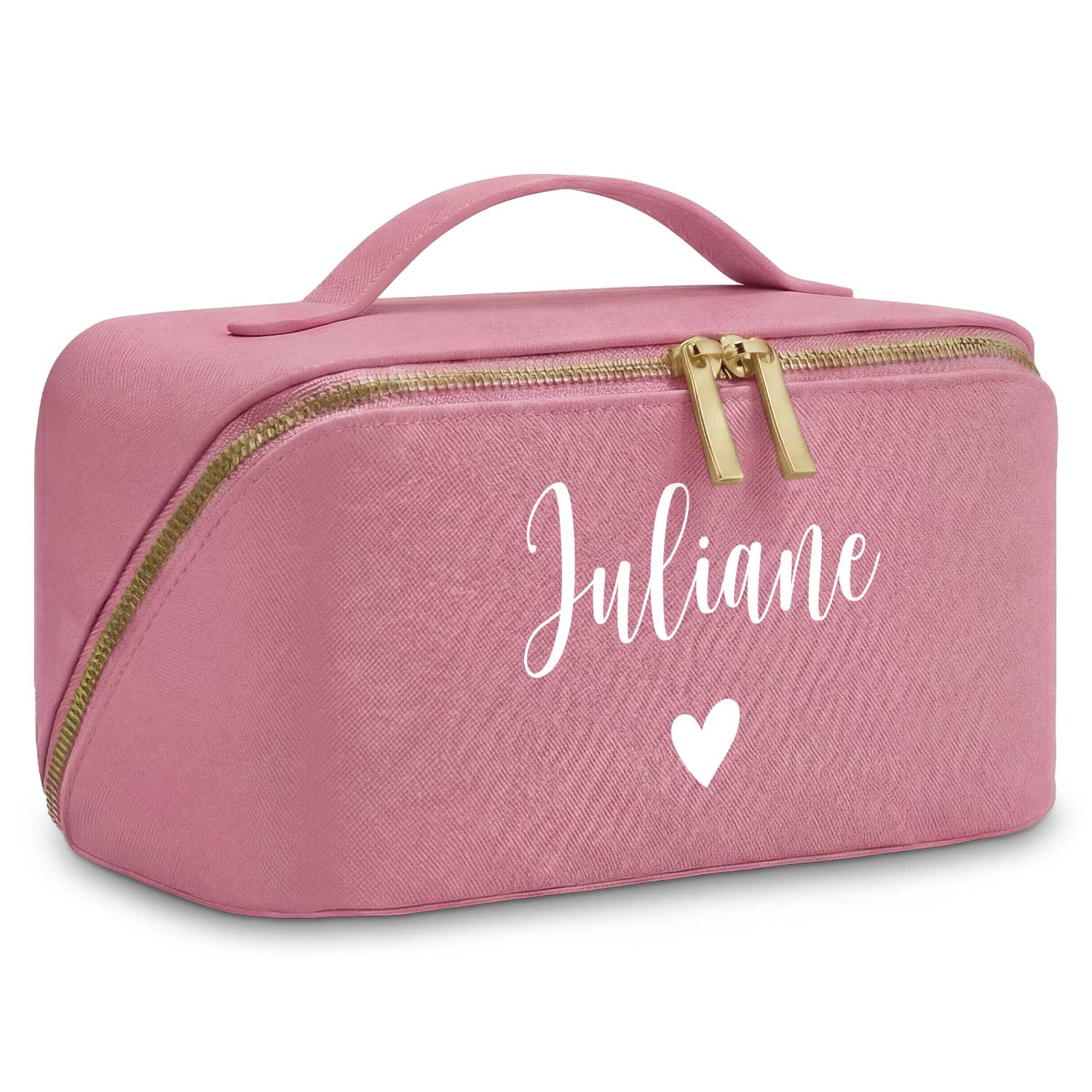 Personalisierte Kosmetiktasche mit Name ca. 24 x 12 x 12 cm | Geschenkidee in Gold