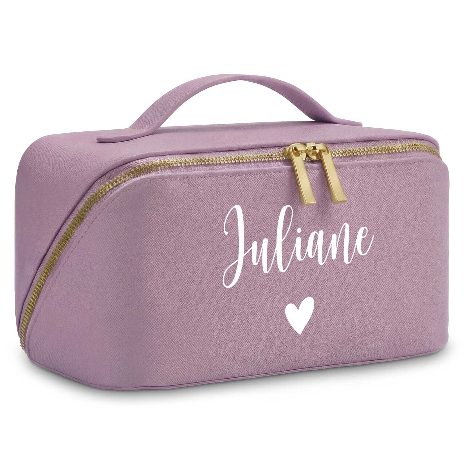 Personalisierte Kosmetiktasche mit Name ca. 24 x 12 x 12 cm | Geschenkidee in Gold