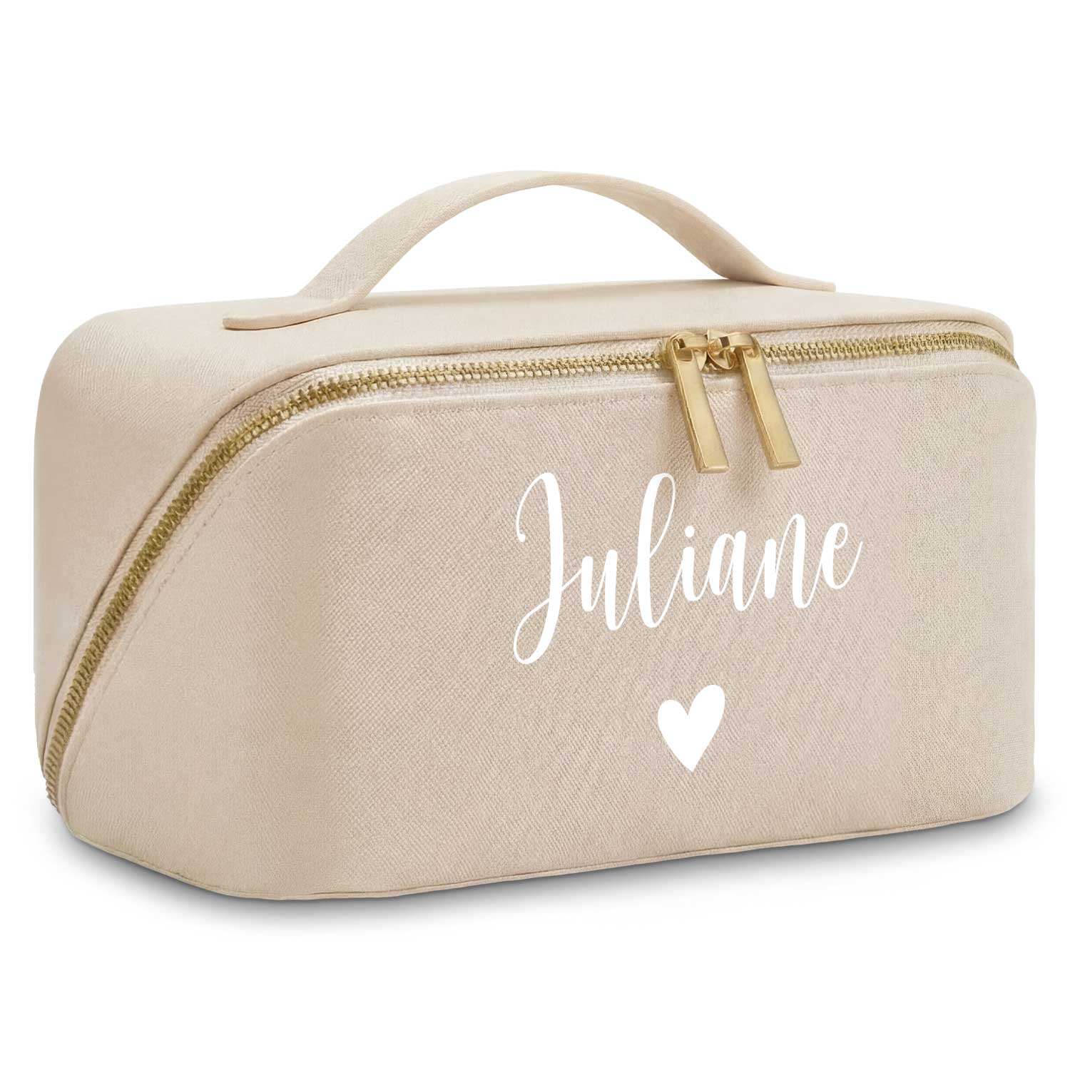 Personalisierte Kosmetiktasche mit Name ca. 24 x 12 x 12 cm | Geschenkidee in Gold