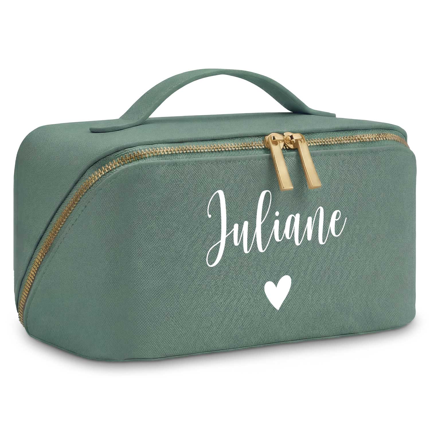 Personalisierte Kosmetiktasche mit Name ca. 24 x 12 x 12 cm | Geschenkidee in Gold