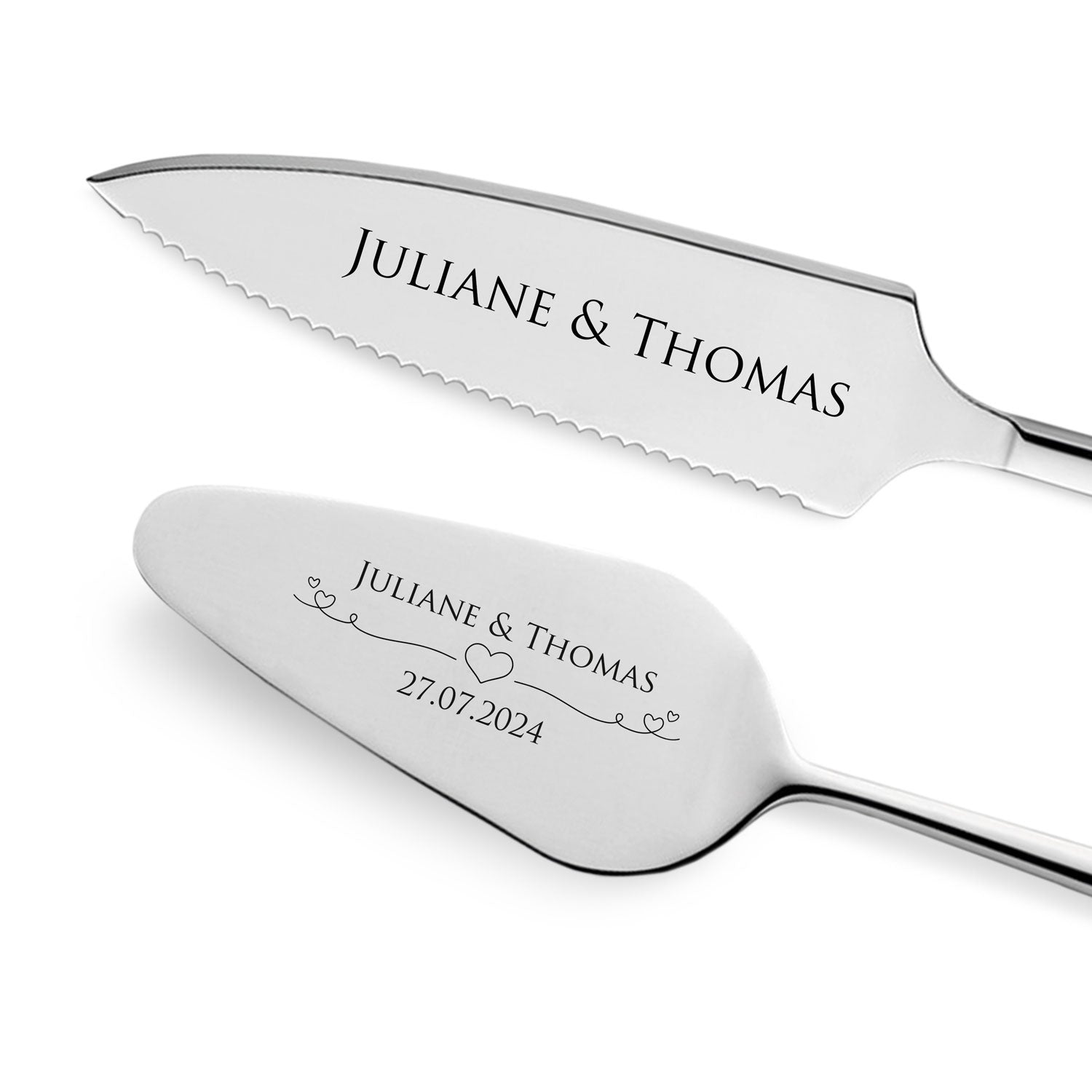 Golden cake cutlery with engraving | Wedding gift