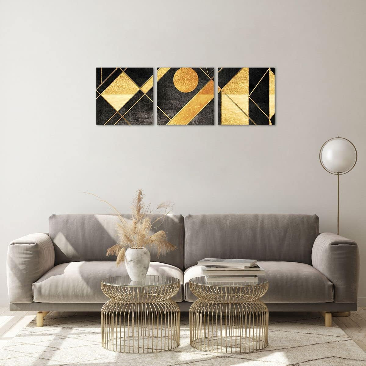 Golden Figures Glasbild Schwarz-Gold Wandkunst 90 x 30 cm