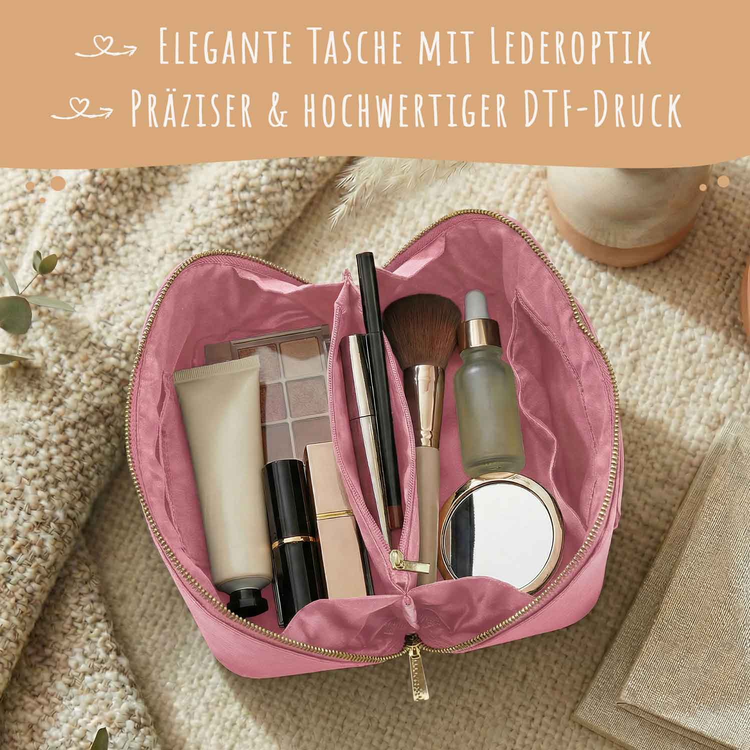 Personalisierte Kosmetiktasche mit Name ca. 24 x 12 x 12 cm | Geschenkidee in Gold