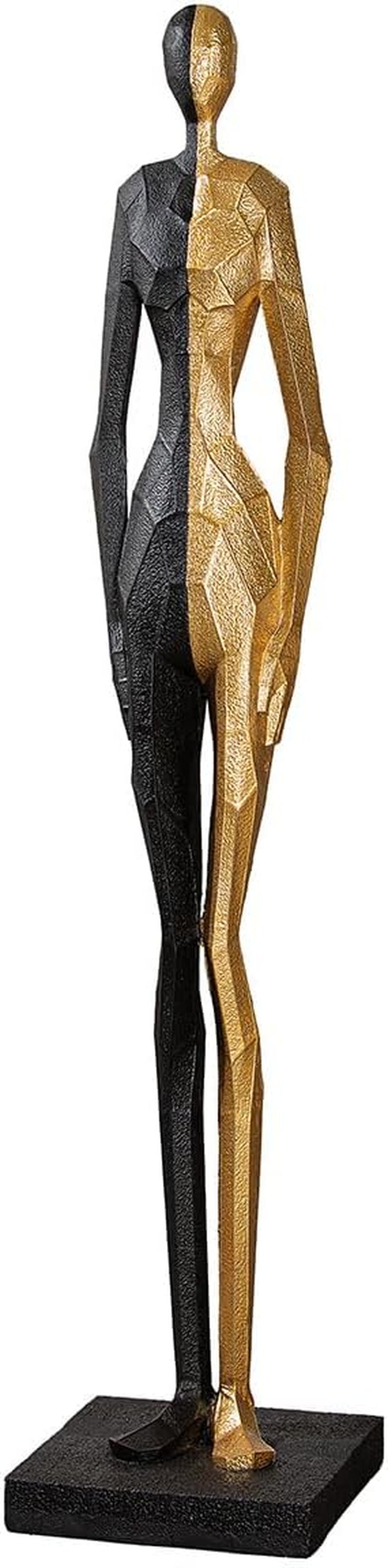 Casablanca Große Deko Figur Skulptur XXL - Menschen Statue Dekofigur Aus Kunstharz Farbe: Gold Schwarz - Außergewöhnliche Dekoration Höhe 153 Cm