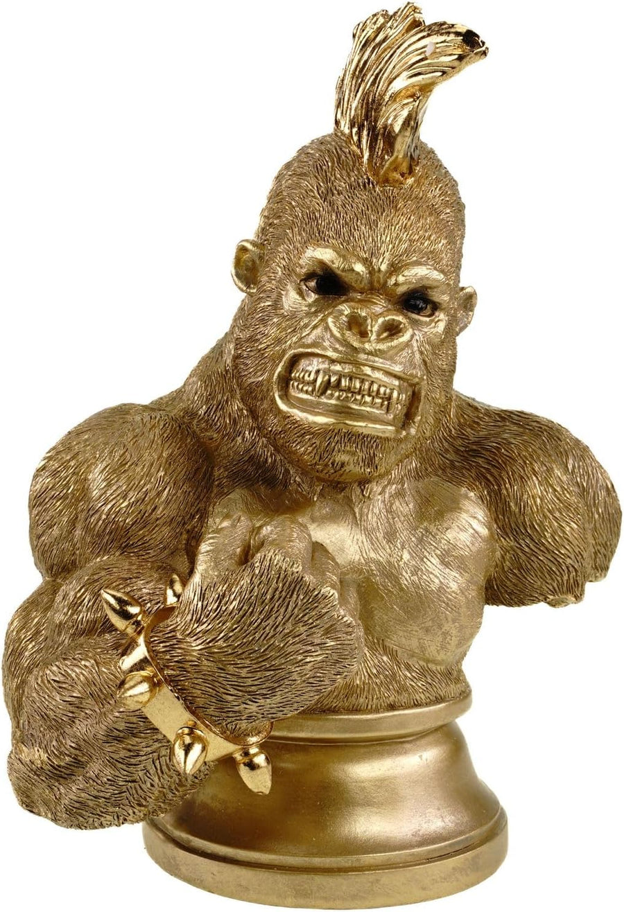 Gold Gorilla Bust 30 x 23 x 17 cm | XXL Tier-Skulptur