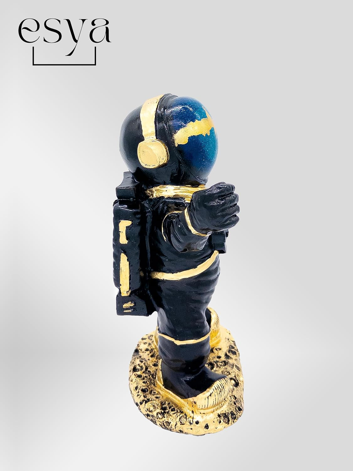 Design | Astronaut Figur Deko Schwarz Gold XL 31Cm Statue Dekoration Modern Wohnzimmer Büro Kunst Mond Weltall Raumschiff