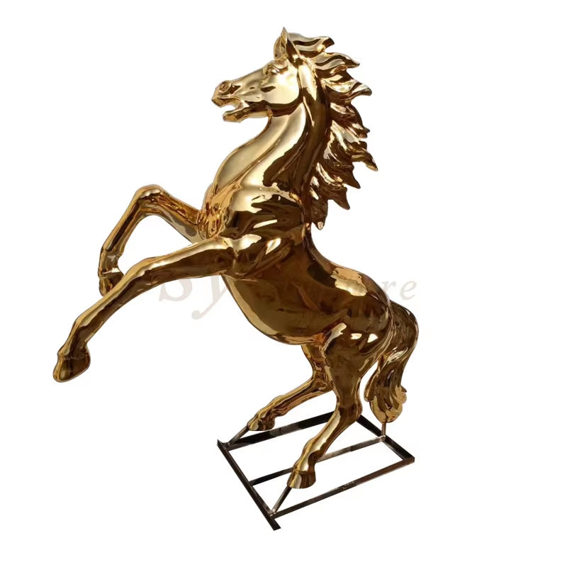 Goldene Pferde-Skulptur aus Fiberglass und Resin als Luxury Animal Statement Piece