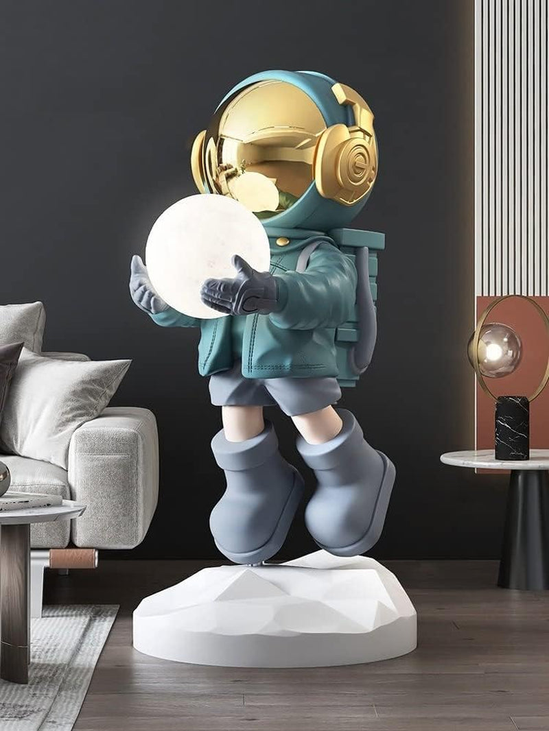 Statuen Home Decor Moderne Kunst Astronaut Statue Skulptur Korridor Licht Bodendekoration Ornamente Skulptur Deko (Color : Gold)