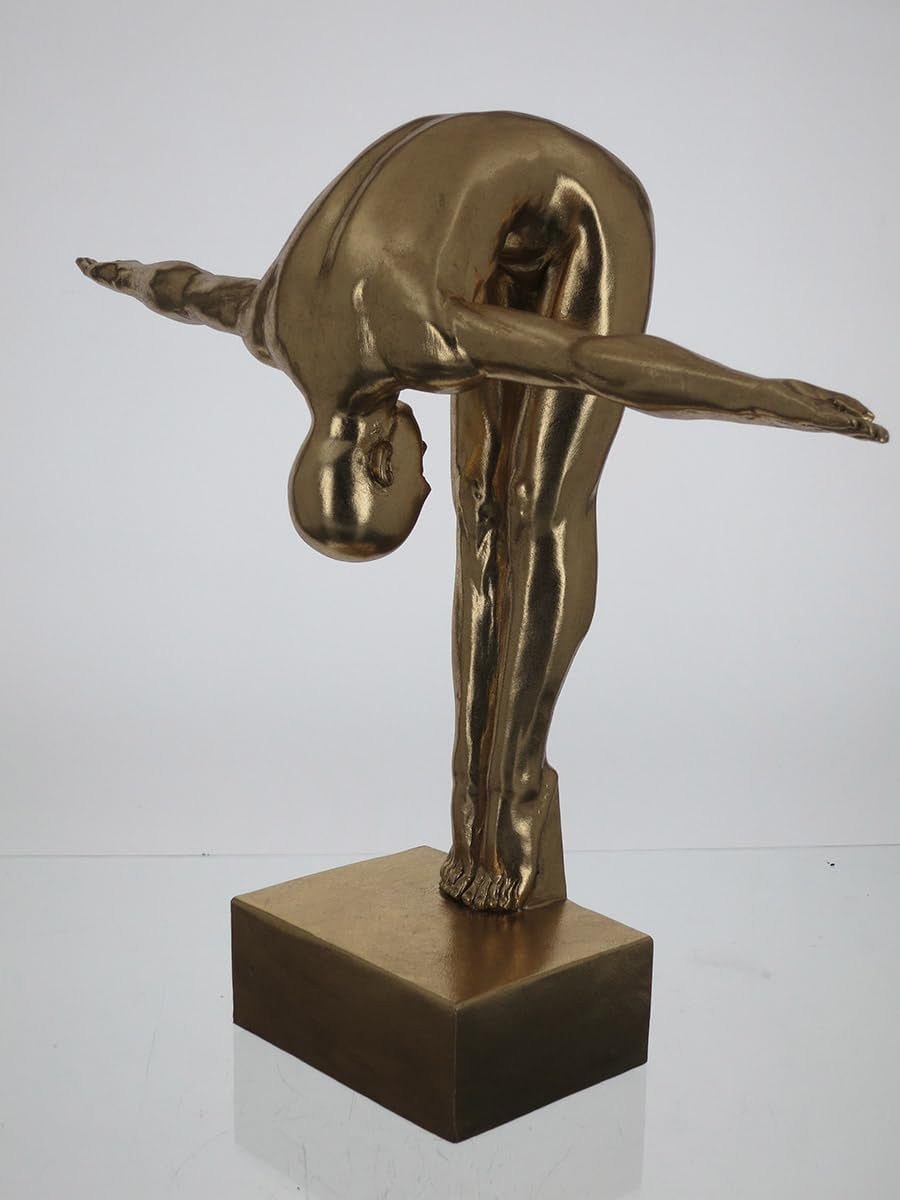 GILDE Skulptur Cliffhanger Aus Kunstharz, Goldfarben, Metallische Optik, 46 Cm Hoch, 56 Cm Breit, 17 Cm Tief