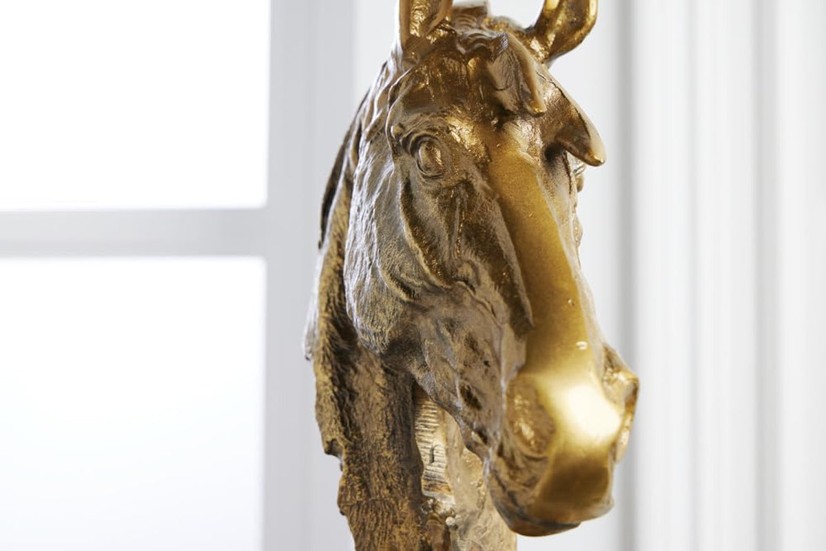 Caballo Pferdekopf Skulptur | Messingoptik 38 cm