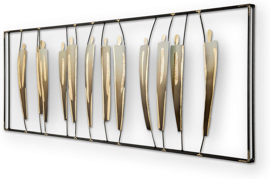 Umano 3D Metallbild Gold | Wandbild 120 x 45 cm