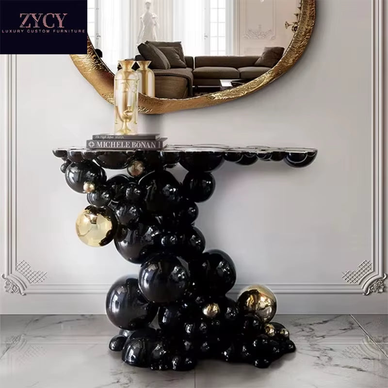Black-Gold Bubble Console Table 125 x 40 x 85 cm als Luxury Entry Piece