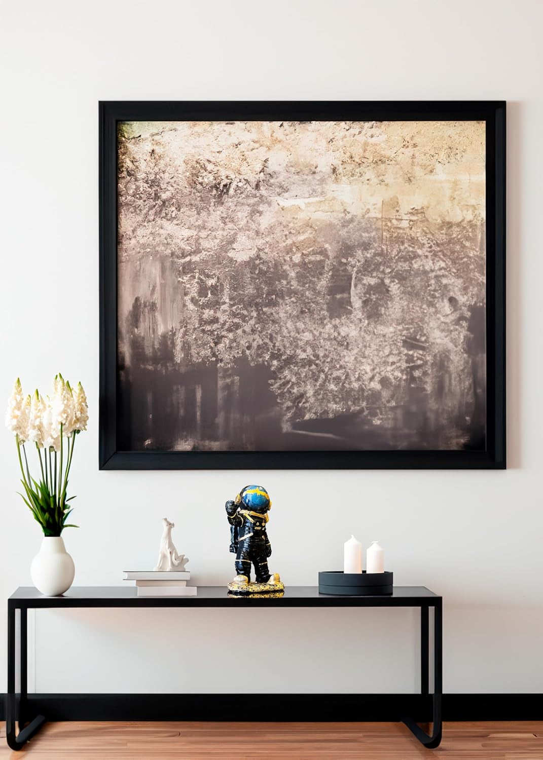Design | Astronaut Figur Deko Schwarz Gold XL 31Cm Statue Dekoration Modern Wohnzimmer Büro Kunst Mond Weltall Raumschiff