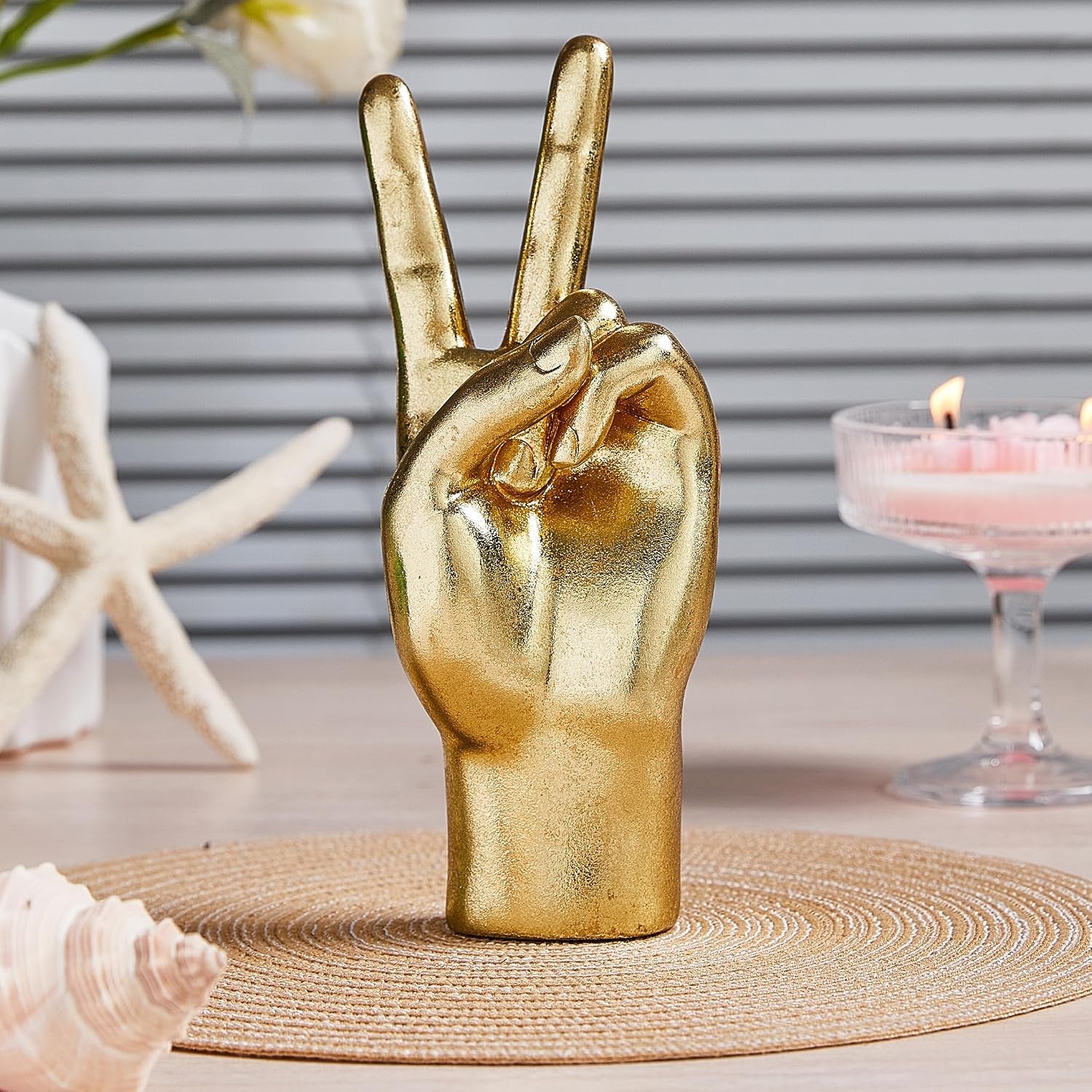 Victory Hand Gold 21,6 cm | Symbol-Skulptur für Office Detail 1