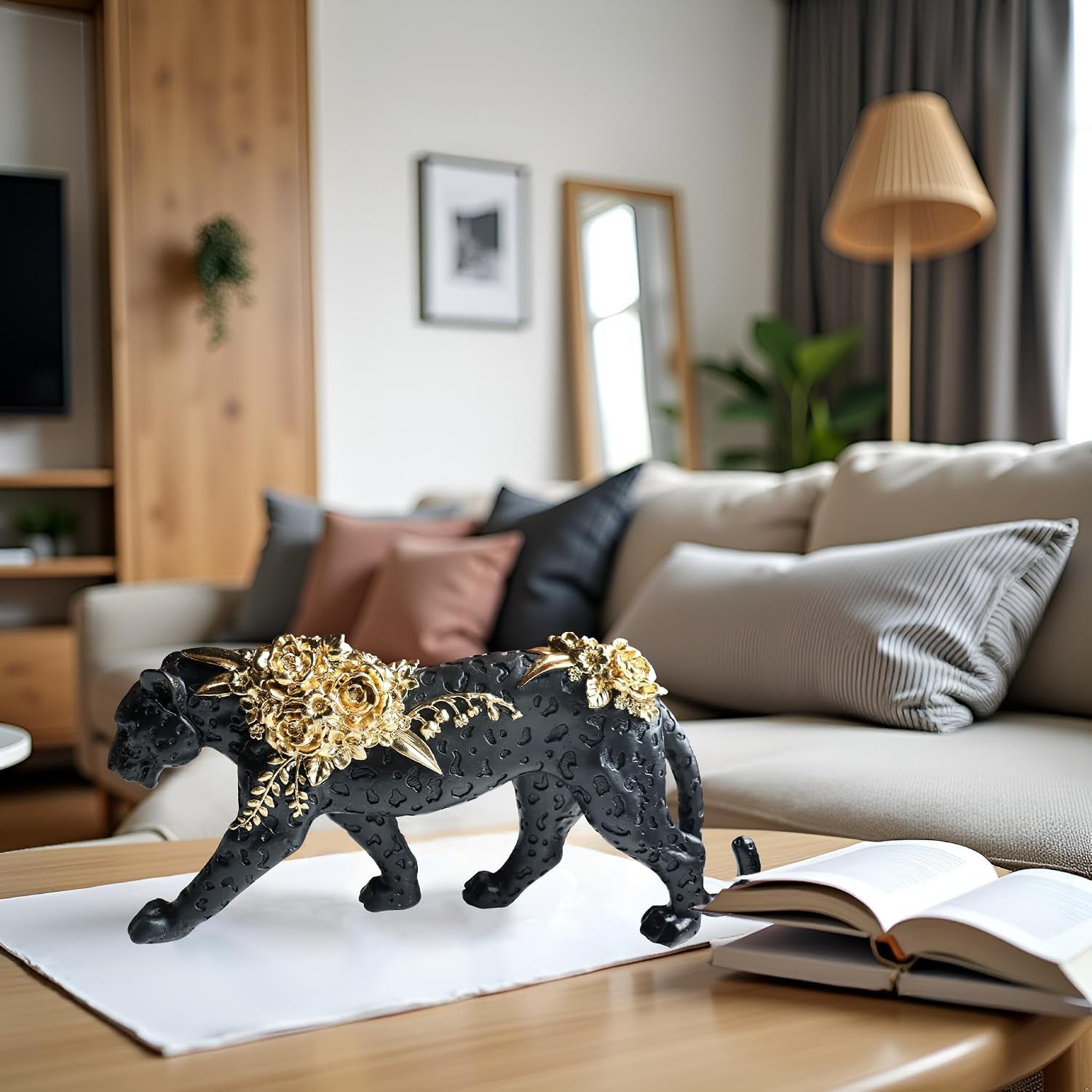 Gepardenstatue, Leoparden-Skulptur, Heimdekoration, Leoparden-Skulptur, Kunstharz, Handgefertigt, Sitzend, Geeignet Für Wohnzimmer, Tisch, Mitte, Schlafzimmer, Geschenk Für Frau Und Vater