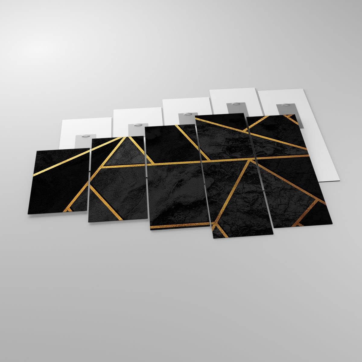 Abstract Gold Glasbild Schwarz-Gold 100 x 60 cm
