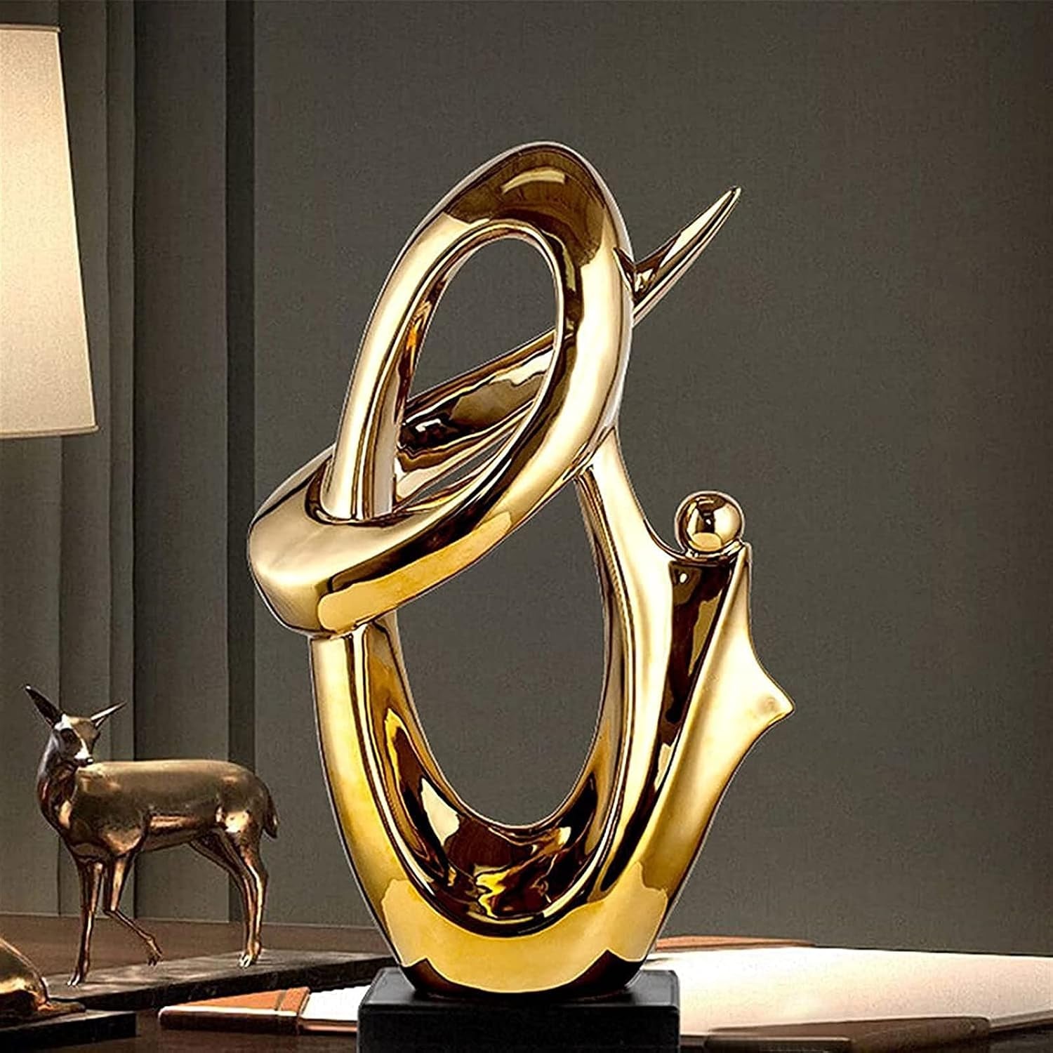 Home Deco Keramik Abstrakte Skulptur Deko Geschenk Silber Statue Büro Zuhause Wohnzimmer Dekoration Gold (Gold)