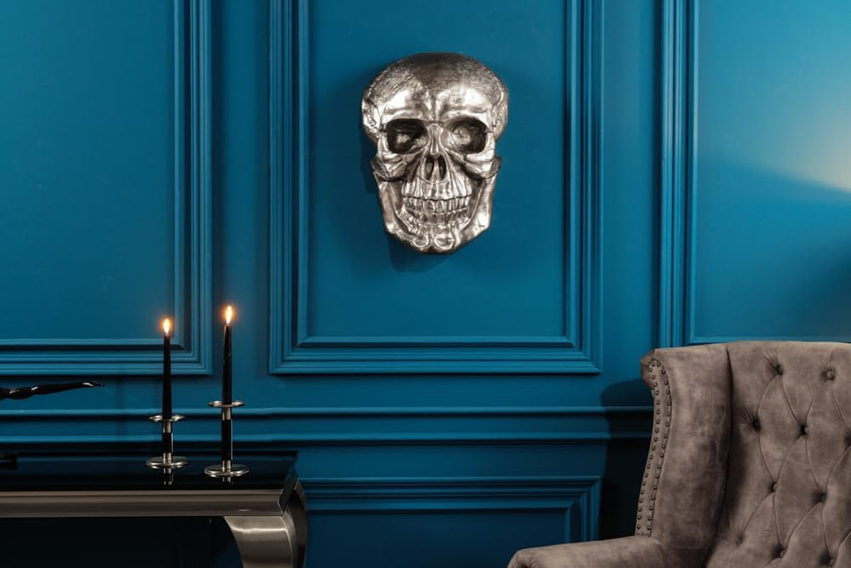 XXL Skull Silver | Wandobjekt mit Chromeffekt