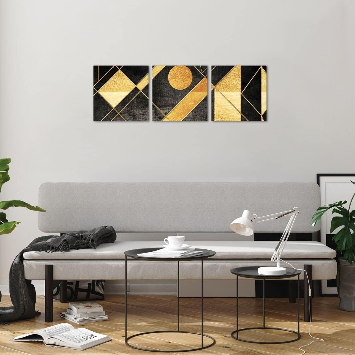 Golden Figures Glasbild Schwarz-Gold Wandkunst 90 x 30 cm