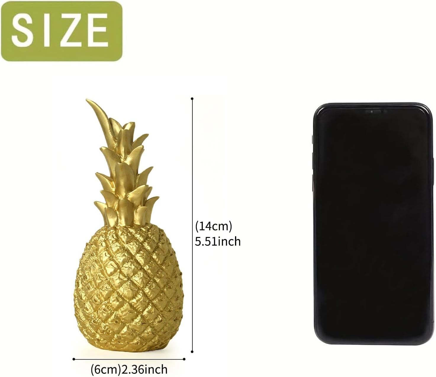 Ananas Deko Statuen,Dekofigur Für Wohnzimmer Schreibtisch Deko (Gold, S)