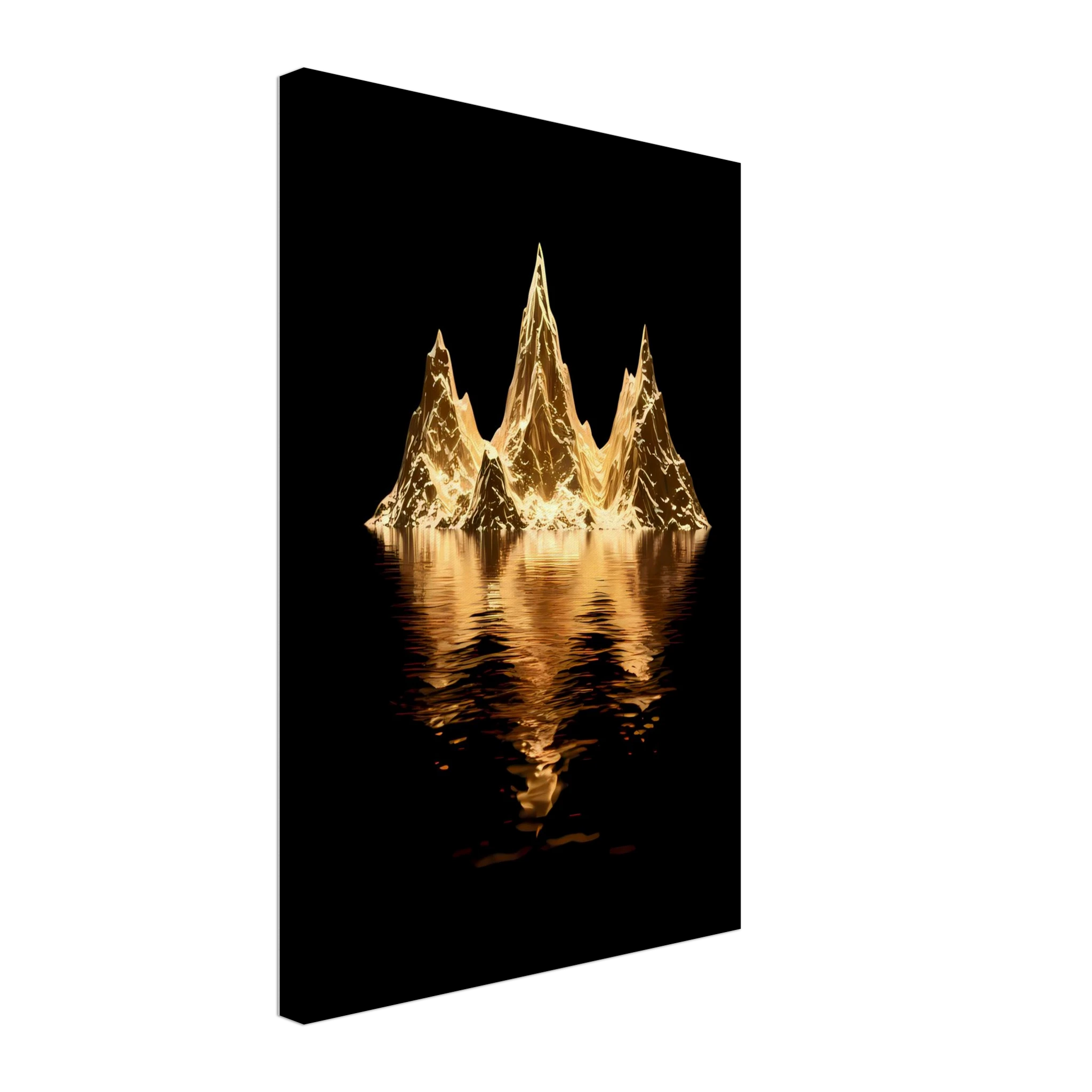 [Leinwandbild "The Golden Enigma" – Abstraktes Schwarz-Gold Wandbild] - Luxus Wandbild mit 24 Karat Gold | Dark Luxury Interior & Wanddekoration.