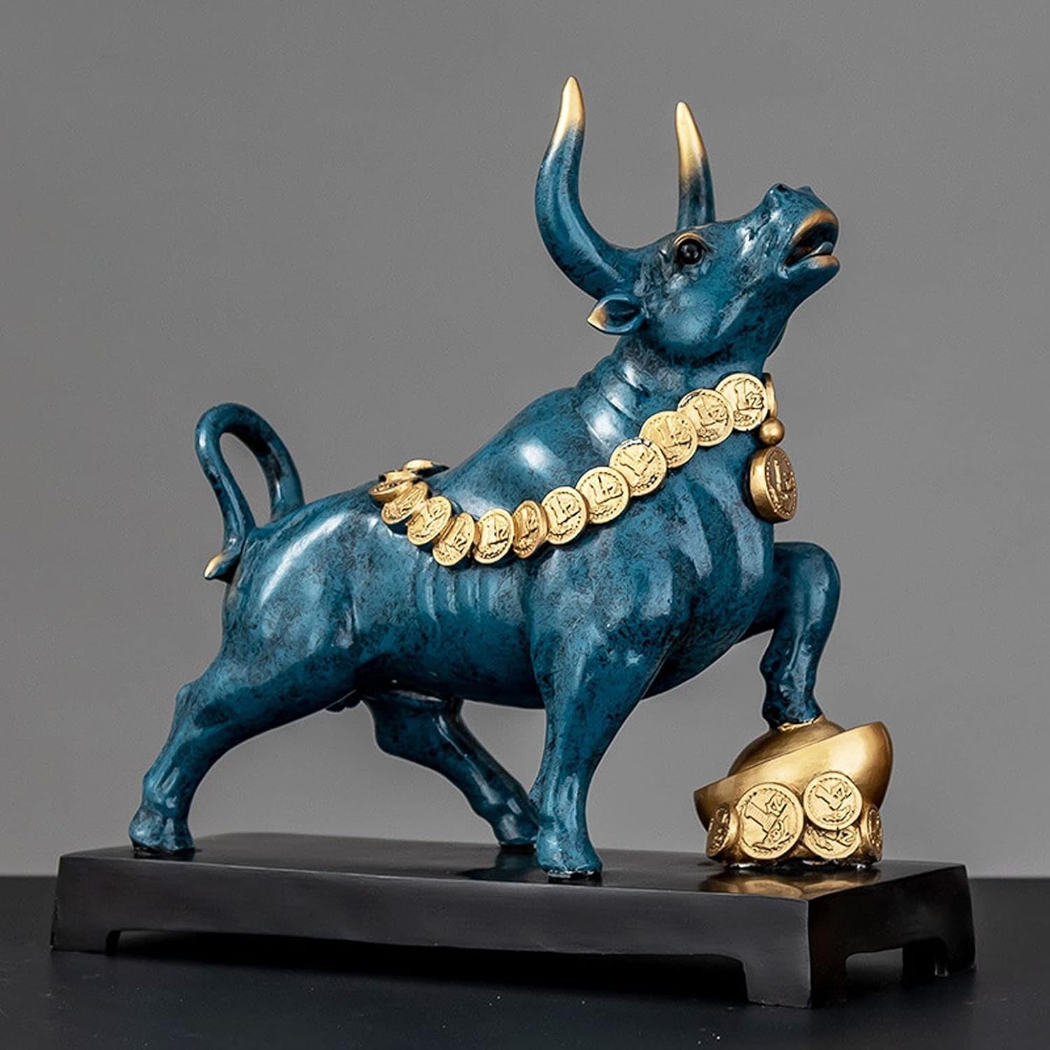 Blue Bull & Bear Bronze | Executive Skulptur 27 cm