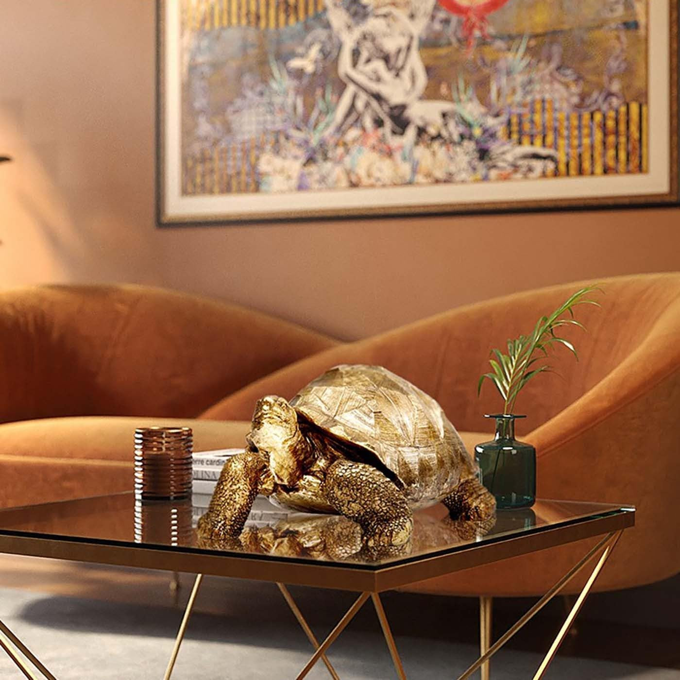 Turtle Gold - Große Schildkröten-Skulptur 60 cm