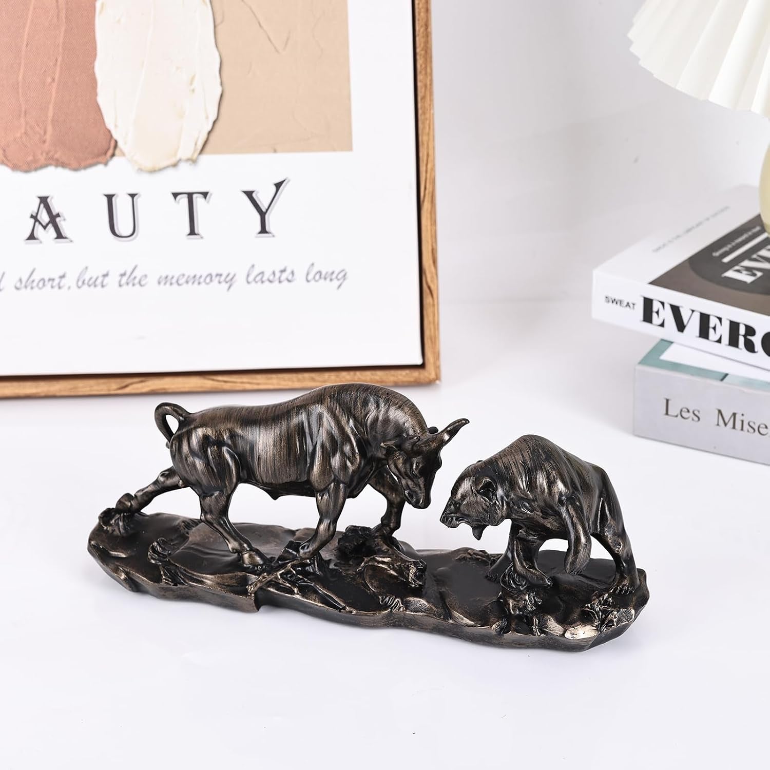 Wall Street Bullenstatue, Bullenmarkt Und Bärenmarktstatue, Börsenmarkt-Skulptur, Herren-Schreibtisch-Dekoration, Tageshandels-Zubehör, Für Büro, Schreibtisch, Bücherregal, Arbeitszimmer