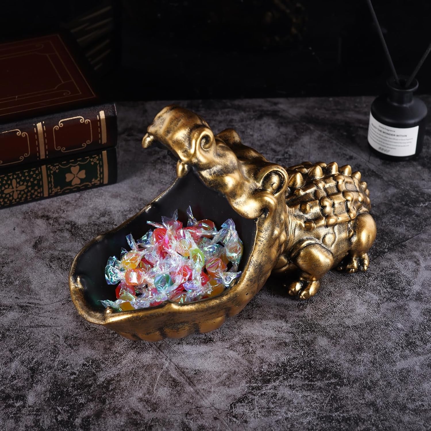 Gold Alligator Schlüsselschale als Gold-Deko für Sideboard, Flur und Office - Bild 2