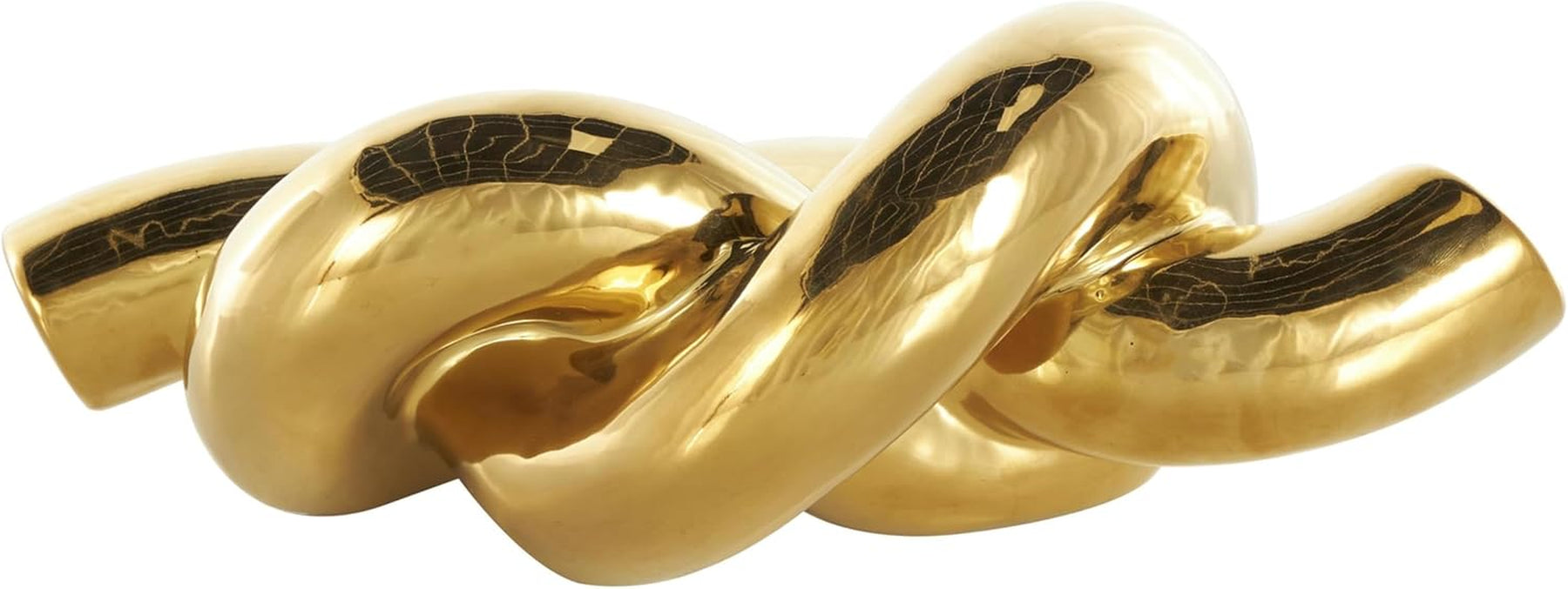 Gold Knot Keramikobjekt 30,5 cm | Glänzende Deko-Skulptur Detail 5