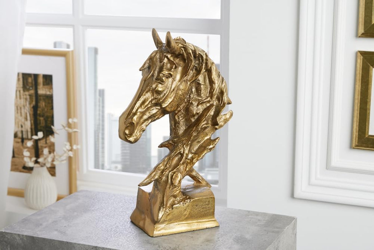 Caballo Pferdekopf Skulptur | Messingoptik 38 cm