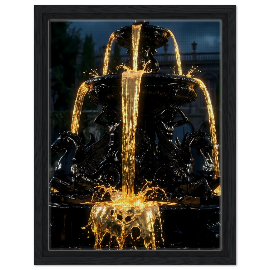 [Statement Leinwandbild "Liquid Enigma" – Tiefsinniges Luxus Wandbild für moderne Raumgestaltung & Büro] - Luxus Wandbild mit 24 Karat Gold | Dark Luxury Interior & Wanddekoration.