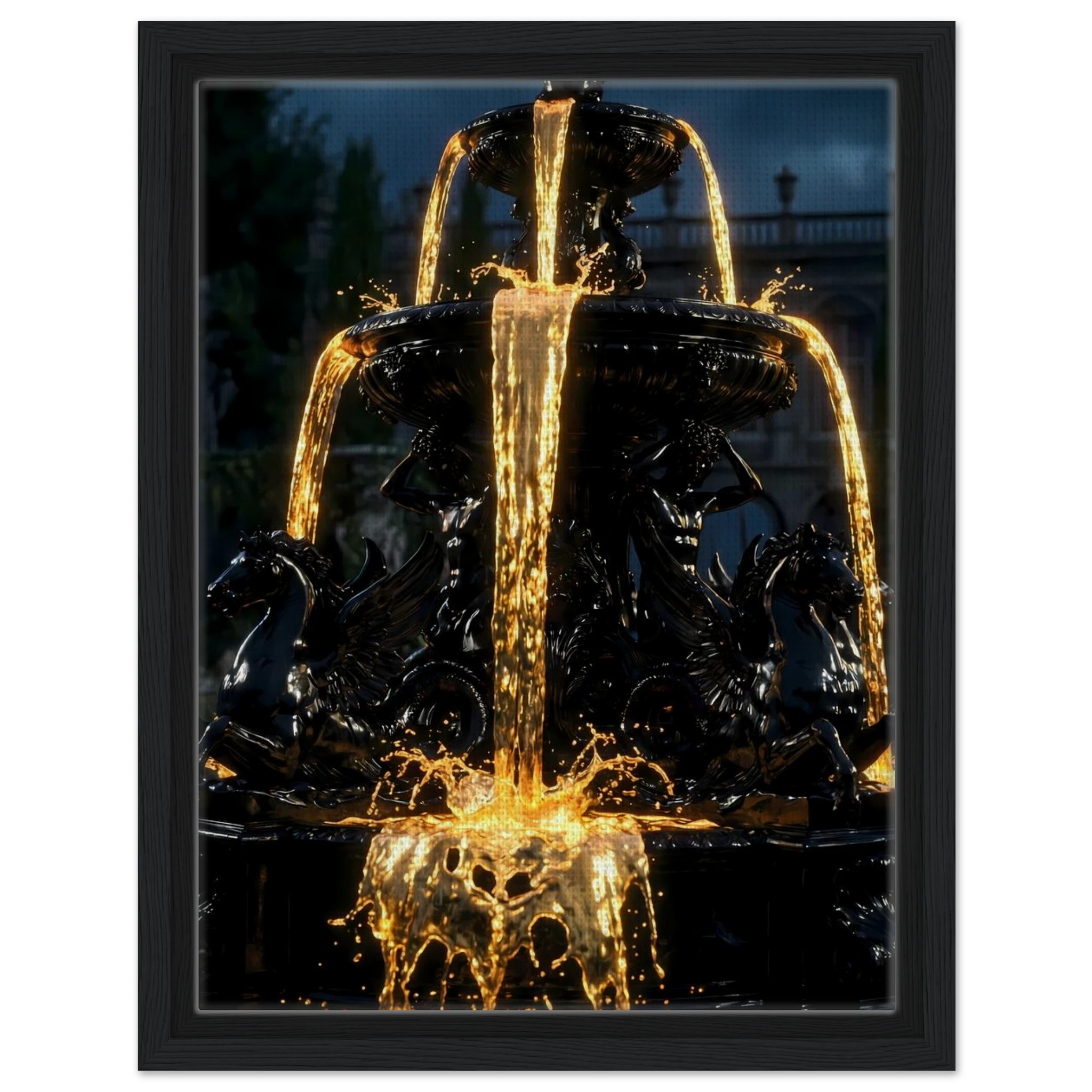 [Statement Leinwandbild "Liquid Enigma" – Tiefsinniges Luxus Wandbild für moderne Raumgestaltung & Büro] - Luxus Wandbild mit 24 Karat Gold | Dark Luxury Interior & Wanddekoration.