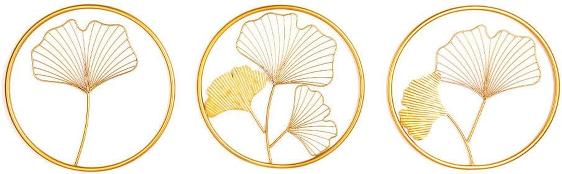 Riess Ambiente Elegante Wanddeko 3Er Set GINKGO 40Cm Gold in Filigraner Blattform Wanddekoration Dekoration Wand