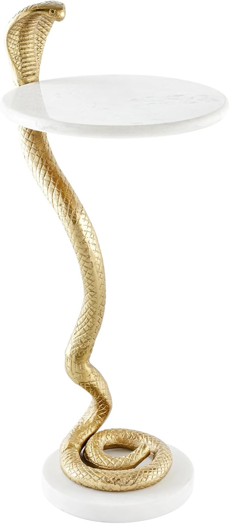 Wildlife Cobra Beistelltisch | Gold-Weiß mit Marmorlook 65 cm
