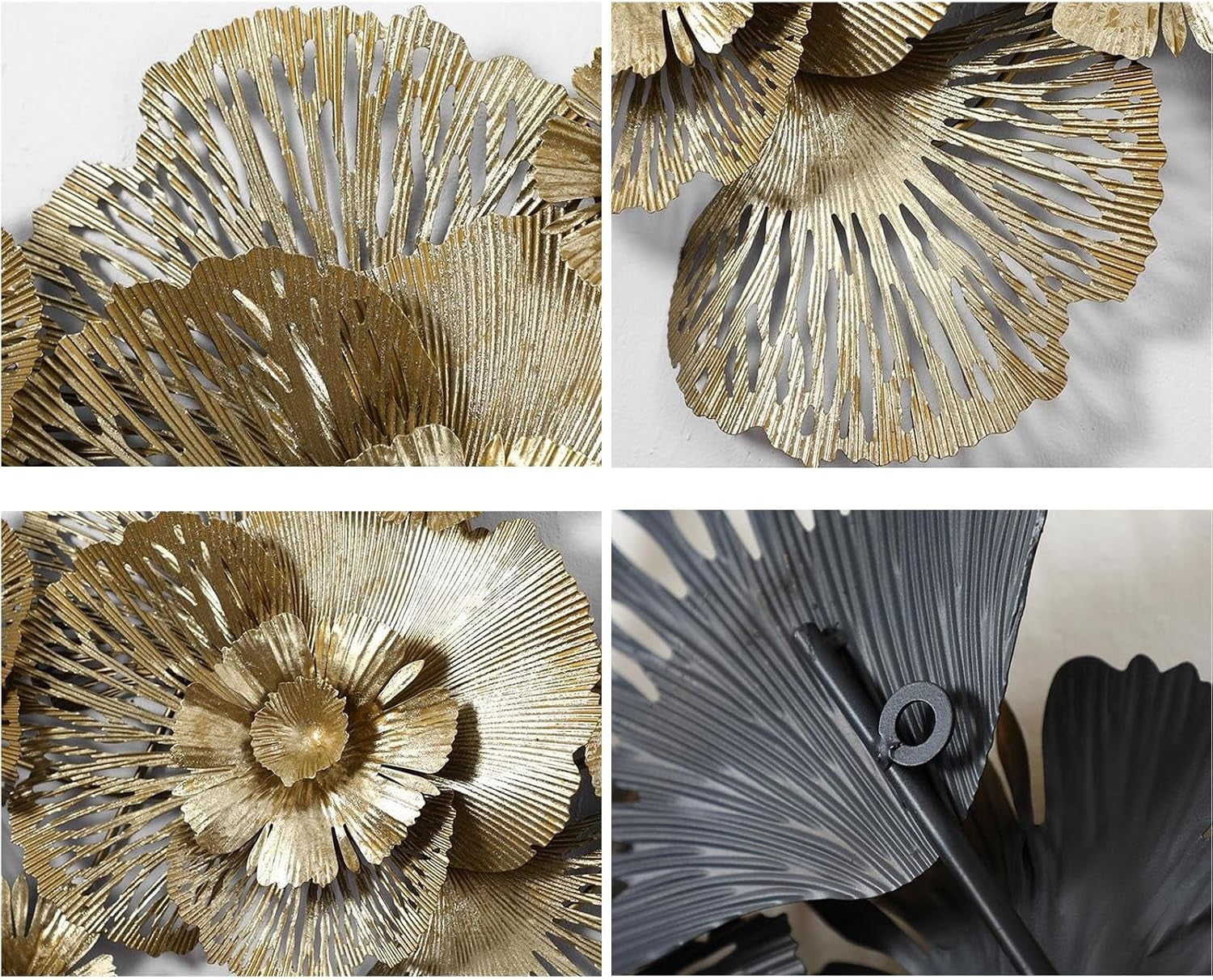 Metall Gold Blume Wanddekoration, Luxus 3D Blumen Wandkunst Dekor Blume Kunst Wandbehang Dekor Metall Kunst Wandskulptur Heimdekoration Für Schlafzimmer Wohnzimmer Hintergrund Wand