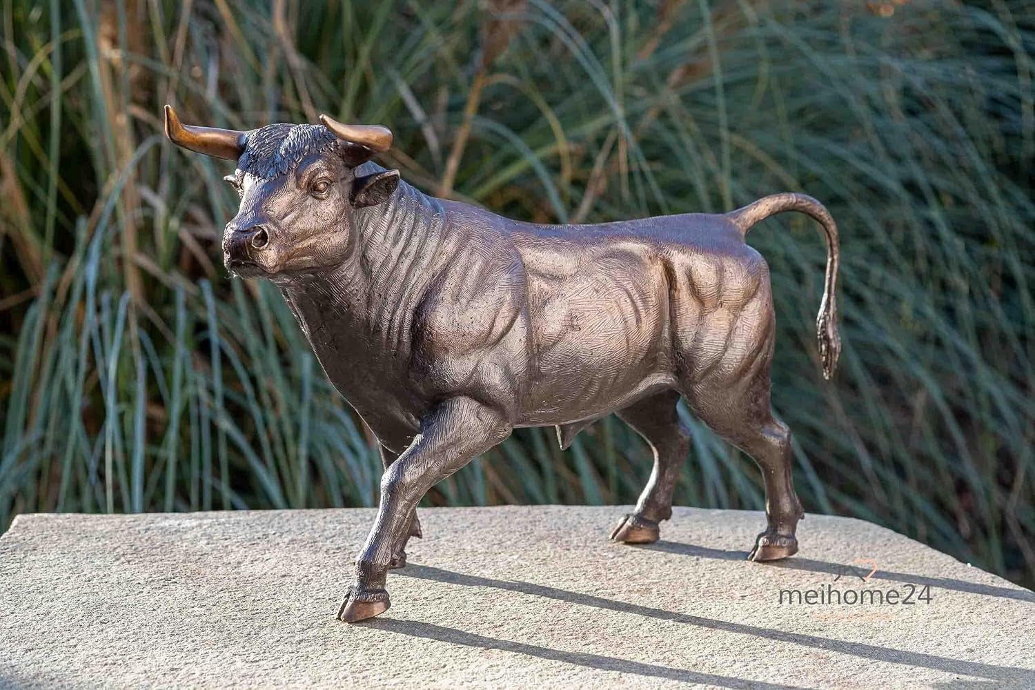 Bronze-Skulptur Stier | Stehend | 49X17X27Cm | Tierfigur Aus Bronze | Handgefertigt