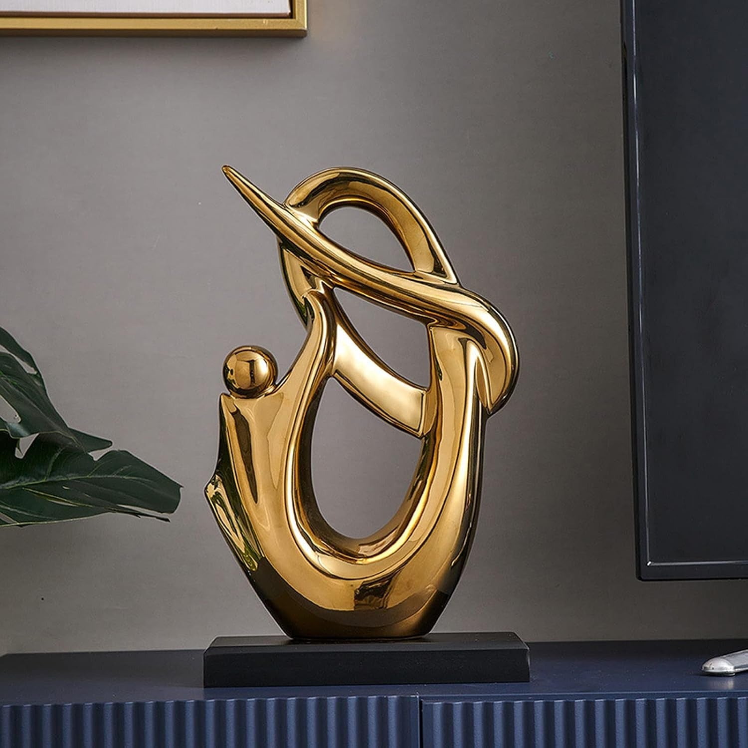 Home Deco Keramik Abstrakte Skulptur Deko Geschenk Silber Statue Büro Zuhause Wohnzimmer Dekoration Gold (Gold)