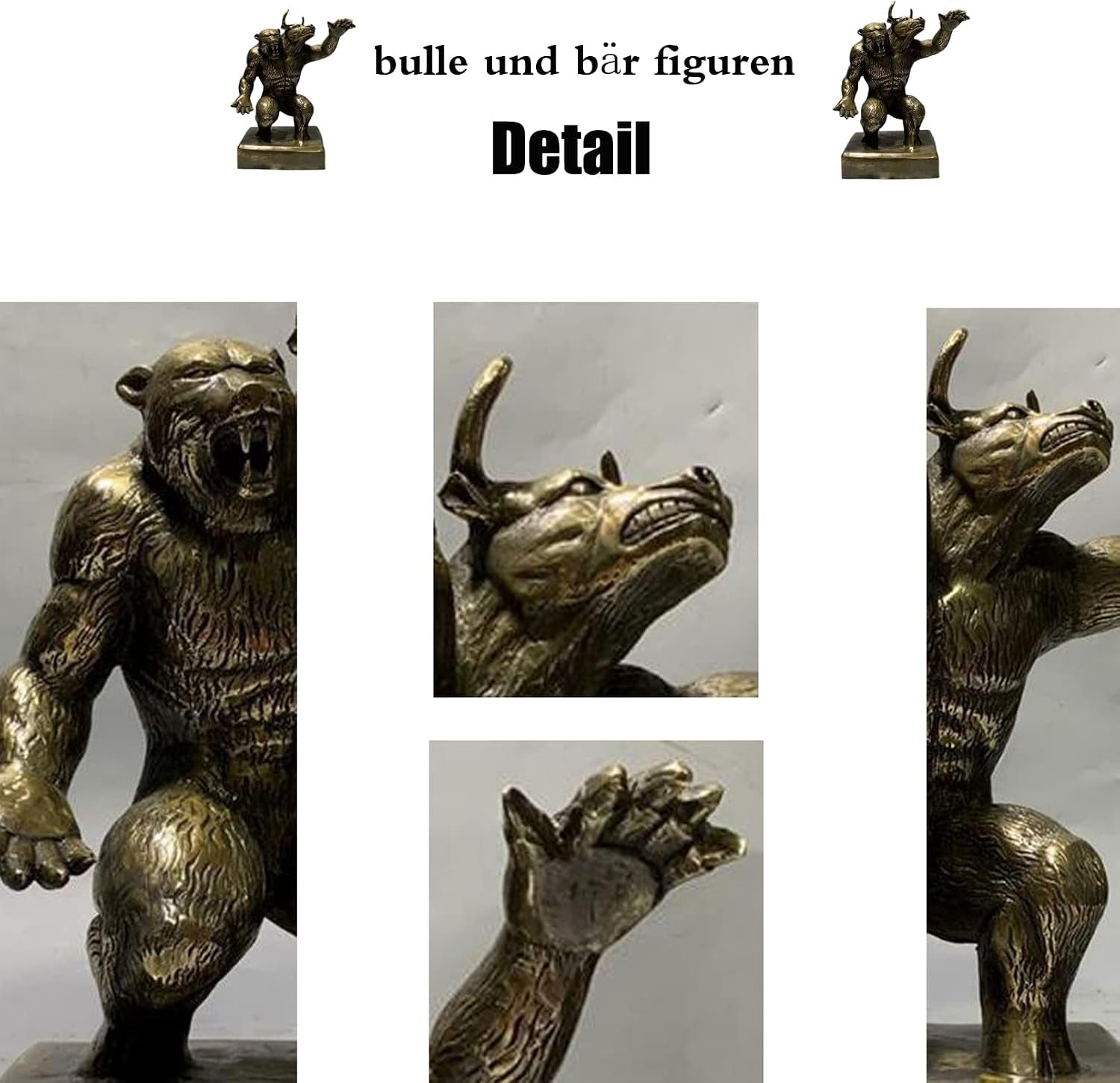 Bulle Und Bär Skulptur/Statue Feng Shui Zur Dekoration, Geschenk Für Börsenfans, Händler Und Investoren.,Bronze,Style2
