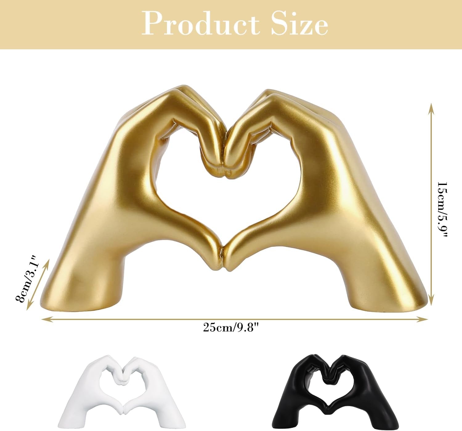 Liebesfingerstatue Moderne, Goldene Gestendekoration, Moderne Kunstskulptur Personalisierter Finger Perfekt Für Kreative Hochzeits- Und Desktop -Dekoratio (Gold, L)