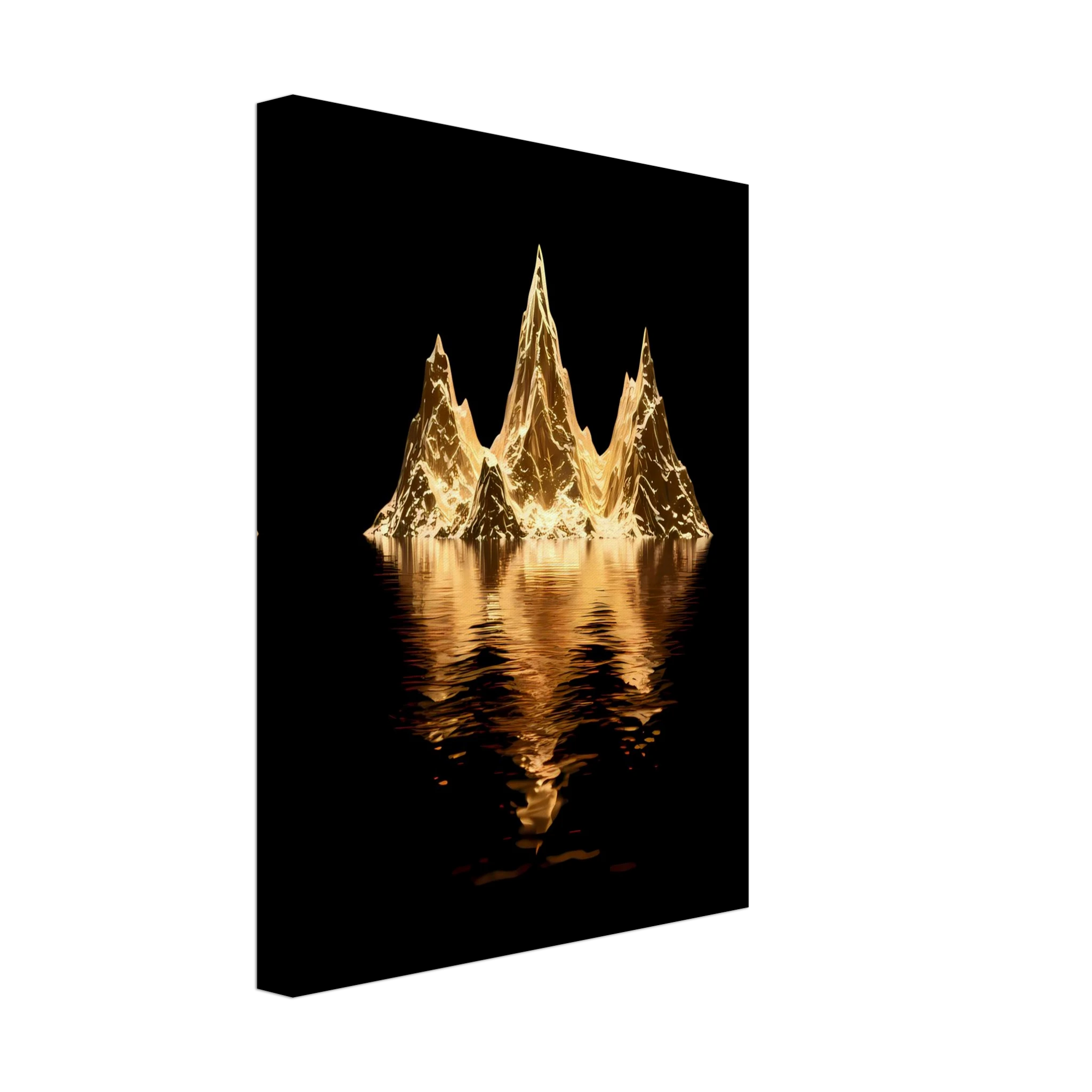 [Leinwandbild "The Golden Enigma" – Abstraktes Schwarz-Gold Wandbild] - Luxus Wandbild mit 24 Karat Gold | Dark Luxury Interior & Wanddekoration.