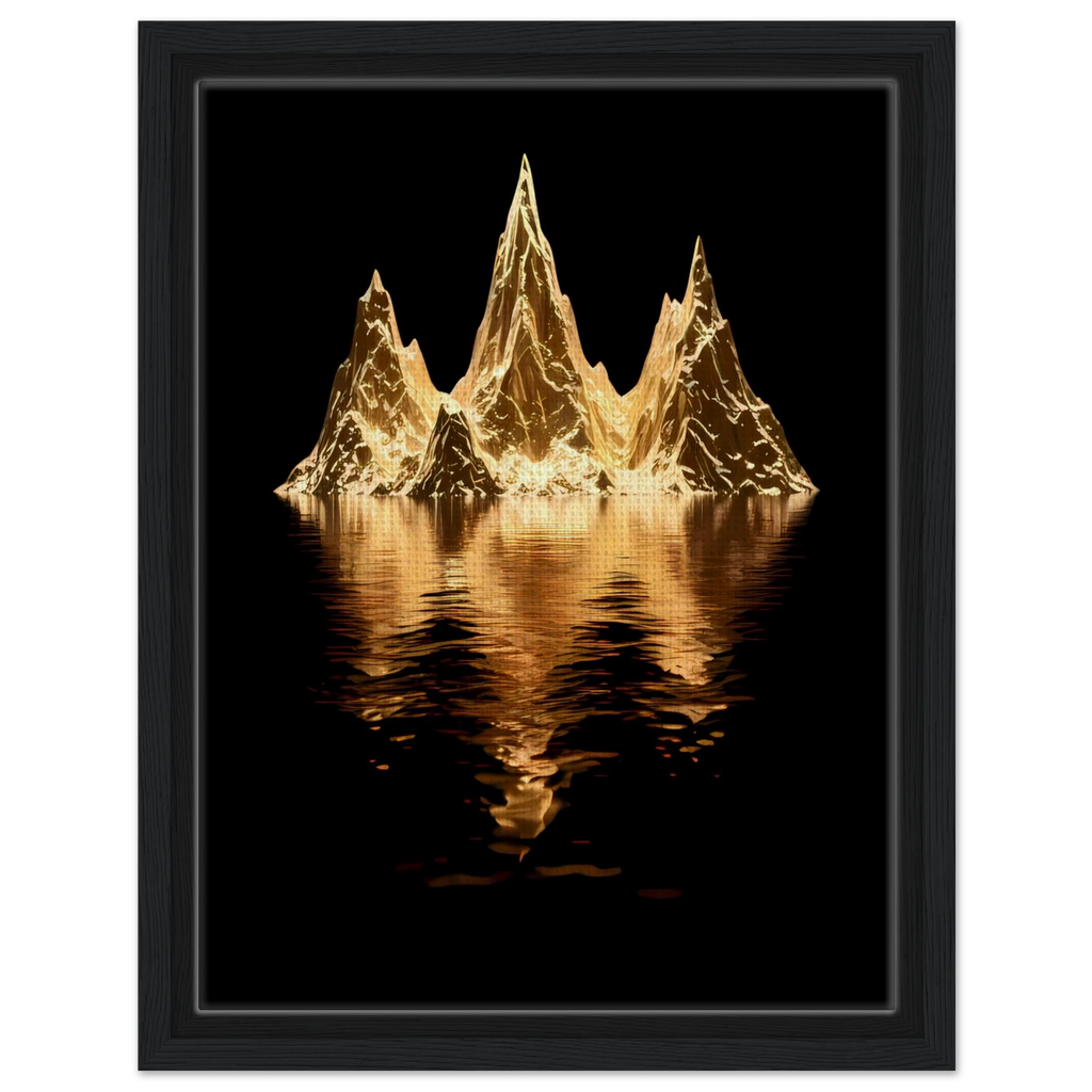 [Leinwandbild "The Golden Enigma" – Abstraktes Schwarz-Gold Wandbild] - Luxus Wandbild mit 24 Karat Gold | Dark Luxury Interior & Wanddekoration.