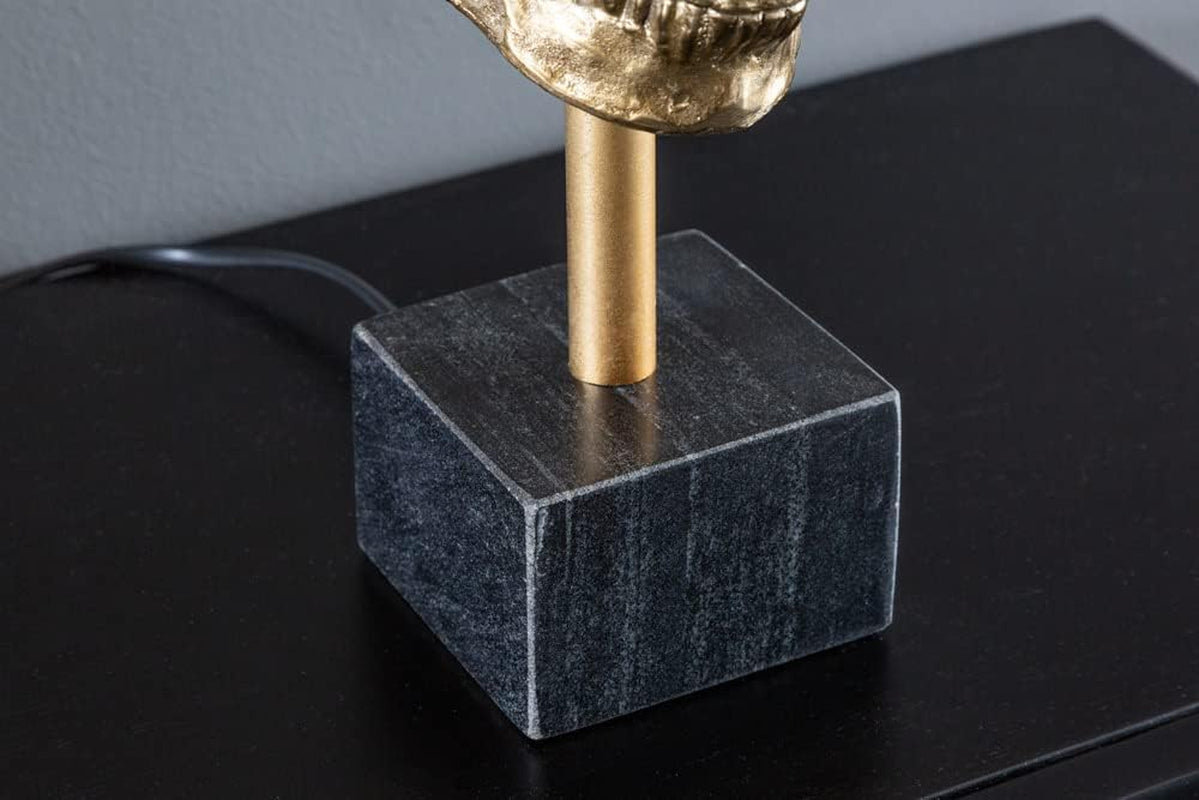 Skull Gold Tischlampe Schwarz-Gold Leuchte 56 cm