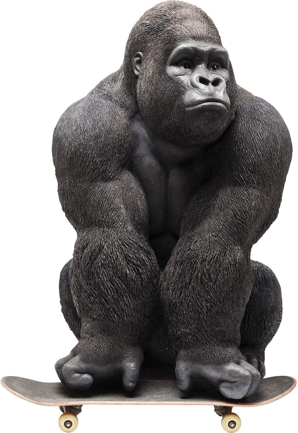 Kare Design Deko Figur Front XXL, Große Form Eines Gorillas, Ausgefallene Wohnzimmer Dekoration, Dekofigur Gorilla Schwarz, Dekoobjekt Affe, 107X90X73Cm (H/B/T)