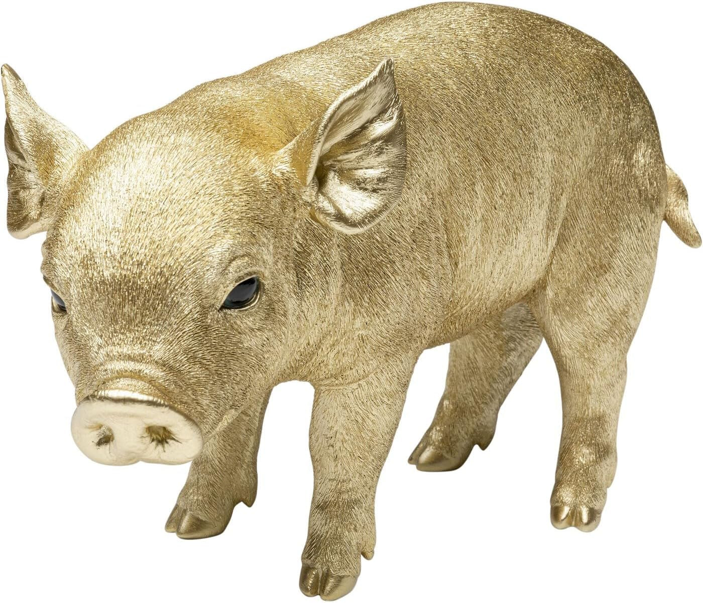 Kare Design Deko Figur Baby Pig, Gold, Handgefertigt, Unikat, Deko Objekt Fürs Wohnzimmer, Für Regale, Glücksbringer, Tier Design, 23X38X14 Cm (H/B/T)